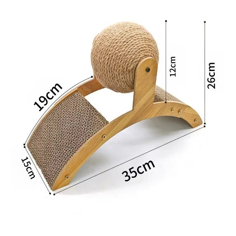 Natural sisal scratching ball and board combo for active cats.