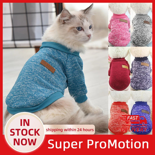 Soft autumn-winter sweater for cats and small dogs, available in XS–2XL.