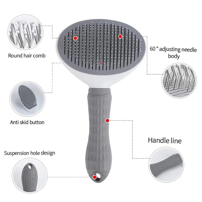 Self-Cleaning Pet Brush Hair Remover Comb for Dogs & Cats, Dematting Grooming Tool