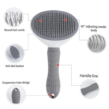 Self-Cleaning Pet Brush Hair Remover Comb for Dogs & Cats, Dematting Grooming Tool
