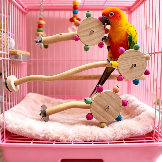 Parrot Bird Toys Rotating Windmill Standing StickInteractive Bird Stand Colorful Foraging Toy Puzzle Play Supplies for Birds