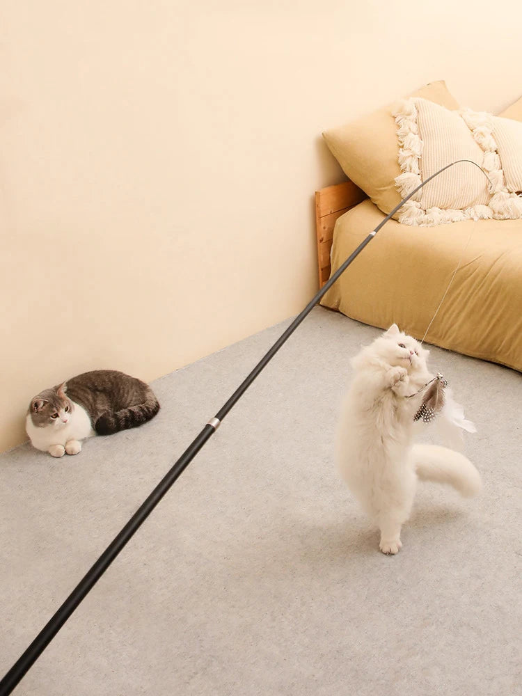 Extra-Long Telescopic Cat Stick 1.8 m – Scratch-Resistant Feather Toy for Play and Boredom Relief