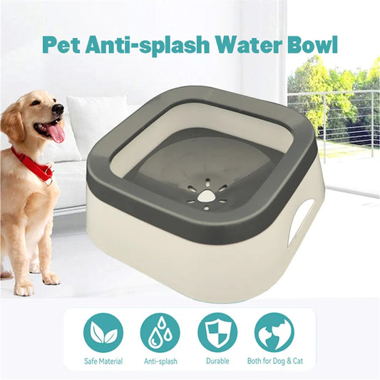 Anti-Splash Water Bowl for Dogs and Cats, 1L Large Capacity Spill-Proof Pet Drinker for Puppies, Kittens and Small Pets