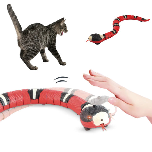 Smart Sensing Interactive Cat Toy USB-Rechargeable Electronic Snake Teaser for Cats and Dogs