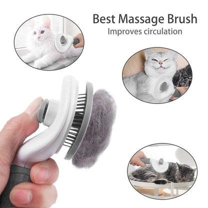 Self-Cleaning Pet Brush Hair Remover Comb for Dogs & Cats, Dematting Grooming Tool