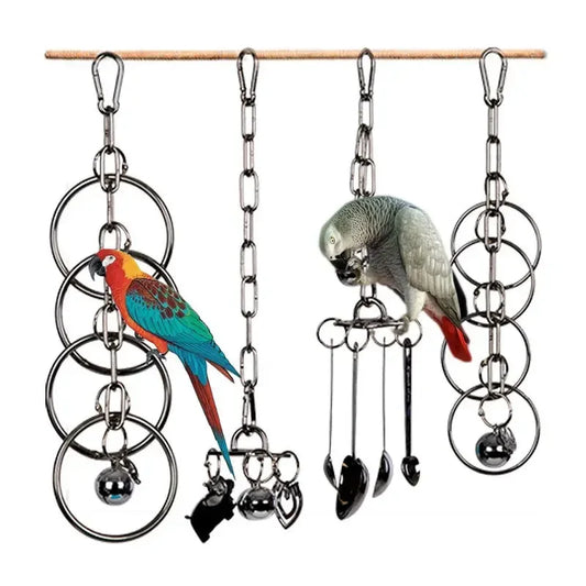 Parrot 304 Stainless Steel Toy – Gnawing & Climbing Diamond Puzzle for Medium/Large Bird Cages