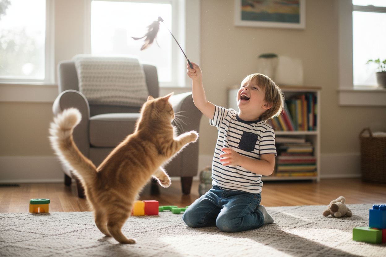 play cat with boy